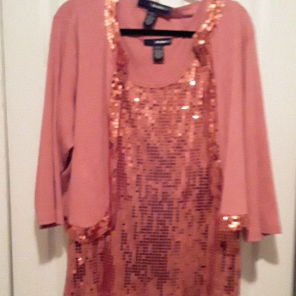 Denim 24/7 Tops - SEQUINS CARDIGA WITH TANK TOP, EXCELLENT CONDITION